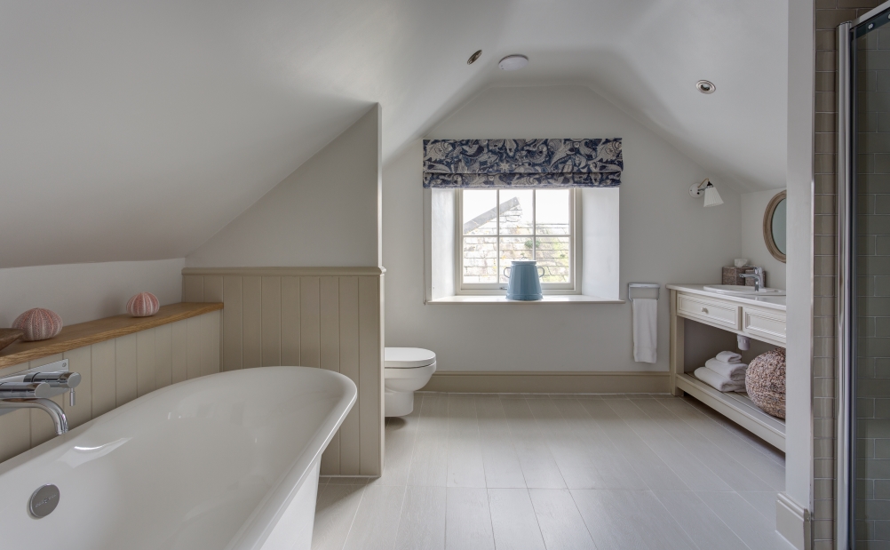 bathroom with freestanding bath, The St Mawes Hotel, Roseland Peninsula, Cornwall